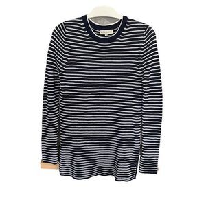 White + Warren Navy Striped M Sweater